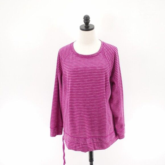 Talbots Purple Striped Large Scoop Neck Knit Lightweight Pullover Sweater - Picture 1 of 9